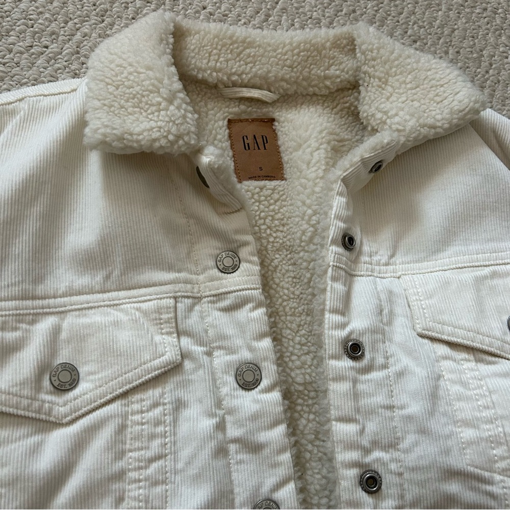 Gap '90s Sherpa Cord Icon Jacket Beige Ivory, Size Small - Picture 4 of 8